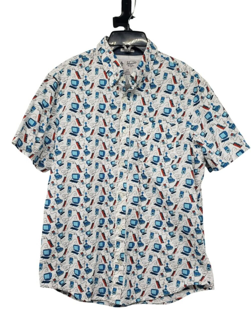 Original Penguin Retro Gamer Heritage Slim Fit Button Down Short Sleeve Shirt